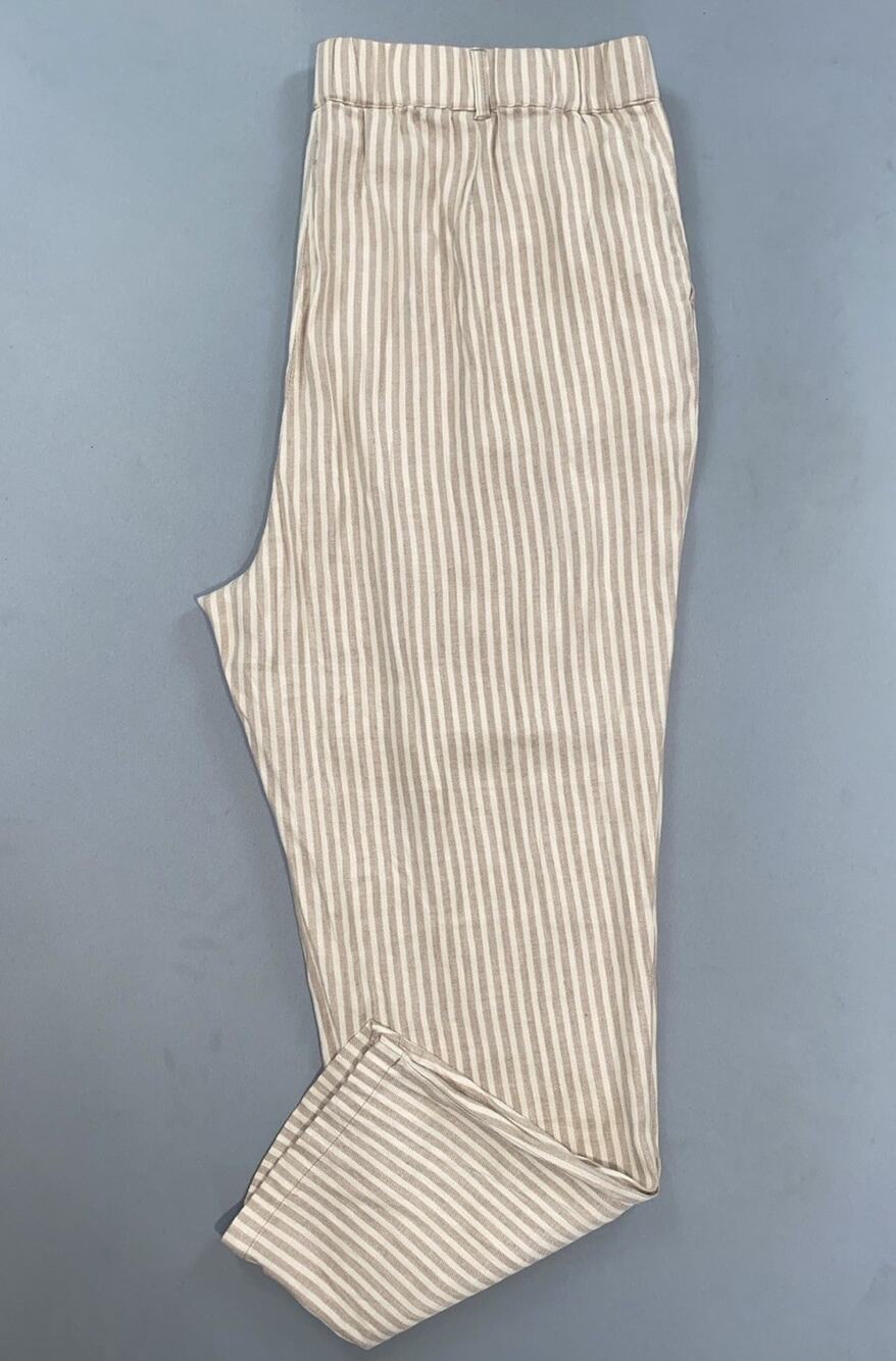 Nic + Zoe S231834W Women's Café Straight Leg Pant in Neutral Multi Stripe. 16W.